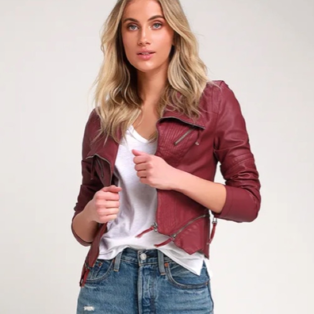 Lulus Burgundy red vegan leather jacket